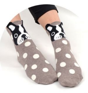 Ponožky  s motivem psa - boston teriér/ buldoček 68