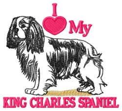 Výšivka motiv psa- king charles spaniel