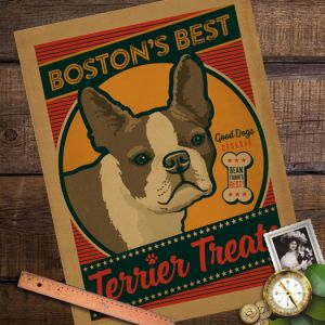 Retro plakát motiv bostonský teriér