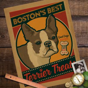Retro plakát motiv bostonský teriér
