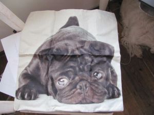 Pilow cover  black pug