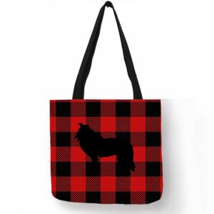 Nákupní taška -  skotská kosttka motiv pes - kolie