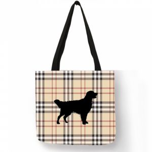 Nákupní taška skotská kostka motiv pes - labrador