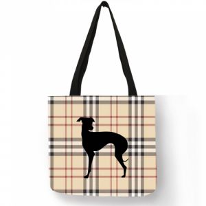 Nákupní taška skotská kostka motiv pes - chrt