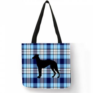 Nákupní taška skotská kostka motiv pes - chrt
