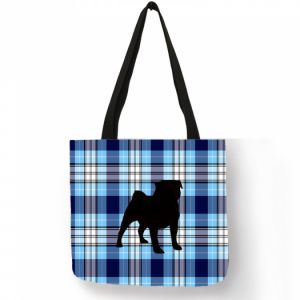 Nákupní taška motiv skotská kostka motiv pes - mops