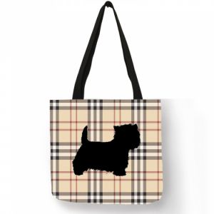 Nákupní taška - skotská kostka motiv pes - westík