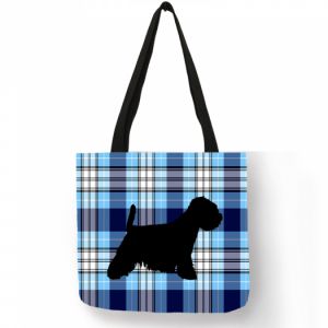 Nákupní taška - skotská kostka motiv pes - westík
