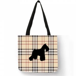 Nákupní taška motiv skotská kostka - motiv pes - knírač