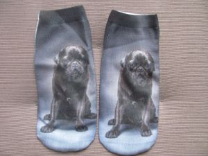 Ponožky motiv pes - černý mops 75