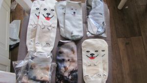 Ponožky nízké  motiv pes - samojed 92