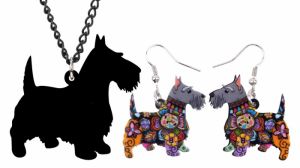 Náhrdelník a náušnice motiv pes - skotský teriér 6 barva fialová 111