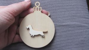 Dřevěná dekorace motiv pes - jezevčík 8741