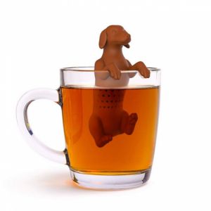 Sítko na čaj motiv pes - jezevčík  barva hnědá 