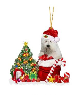 Vánoční ozdoba motiv pes- Bobtail